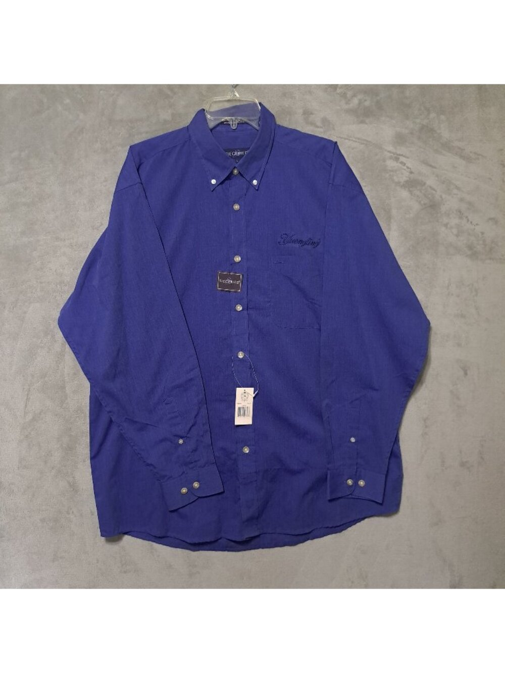 Siegfried Large Button-Up Shirt Blue Embroidered Detail Yuengling Logo Casual